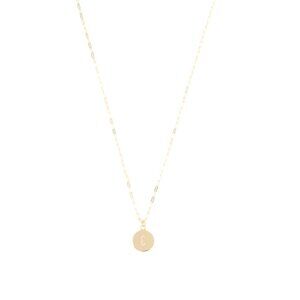 GOLDEN CLEF Gold/C Made In Italy 14kt Gold Initial Disc Pendant Necklace